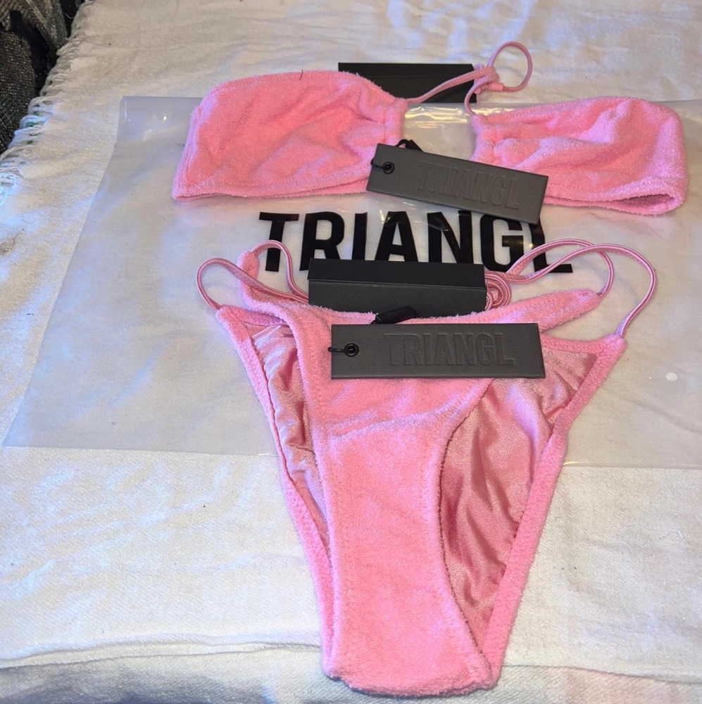 triangl swimwear Pink Terry Cloth Bikini Set